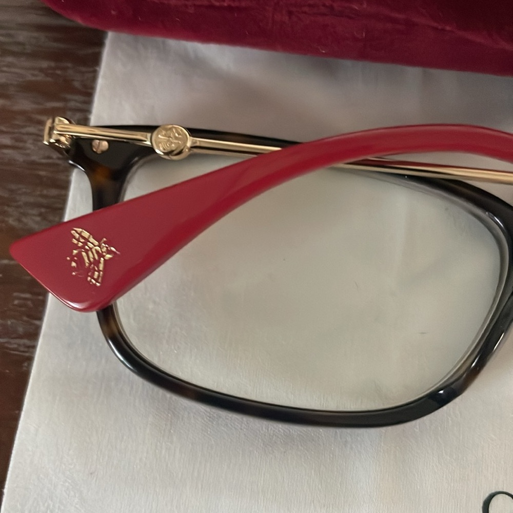 Gucci GG01120A 002 Havana/gold unisex rectangular eyeglasses w/ case & cloth - Picture 3 of 16